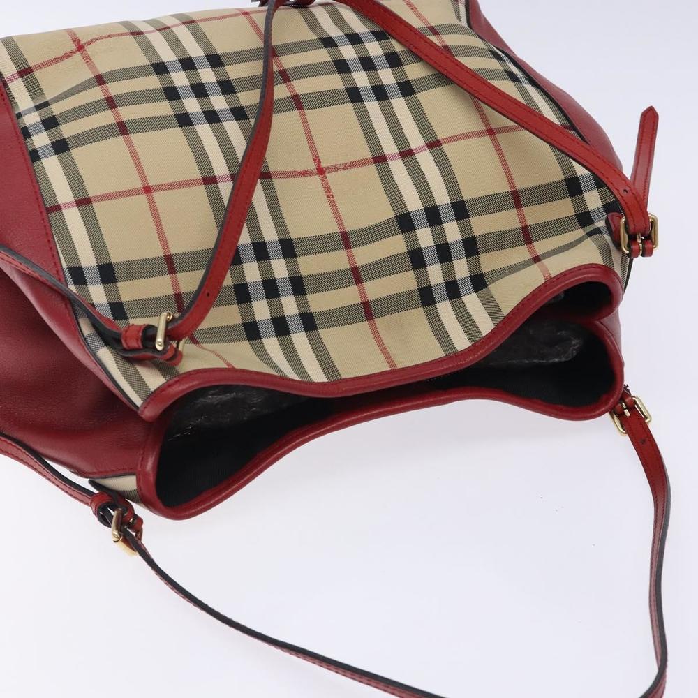 BURBERRY Nova Check Tote Bag Nylon Beige Gold Auth 131730 - Picture 6 of 16